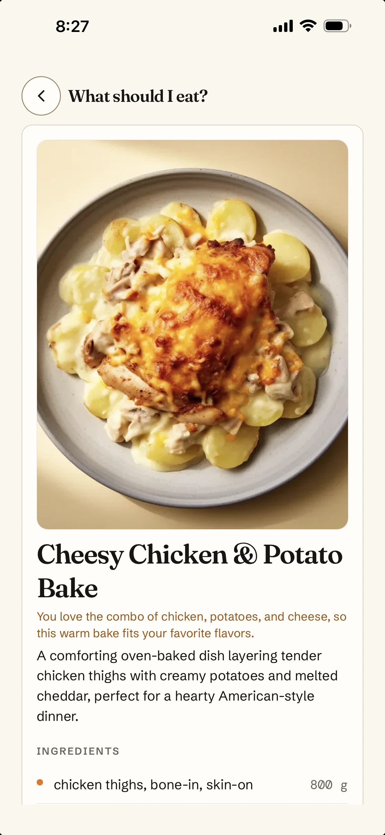 A dish suggested by What should I eat?